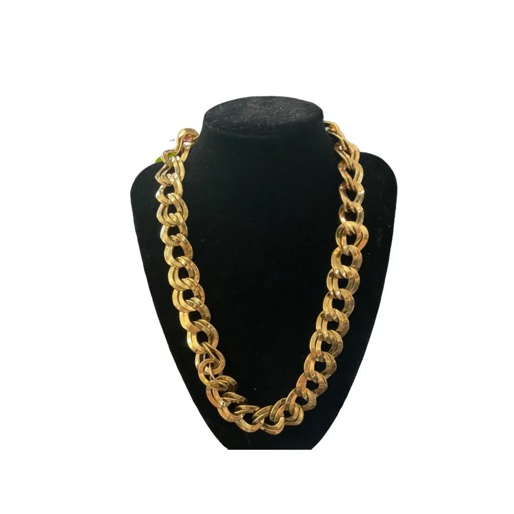 Vintage‎ Monet  chunky gold tone double curb link chain checkers
